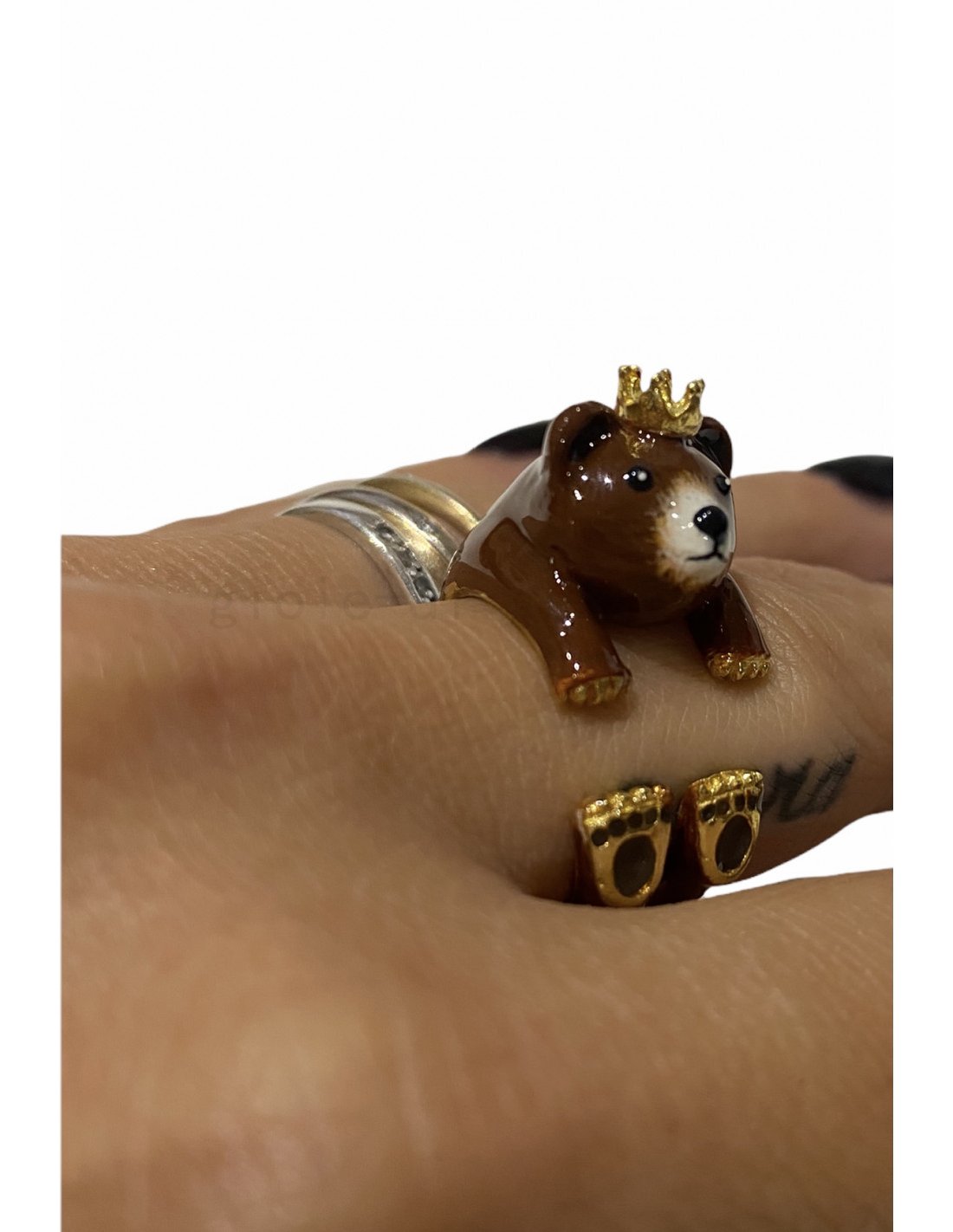 (image for) gioielli online Anello orso bruno con corona